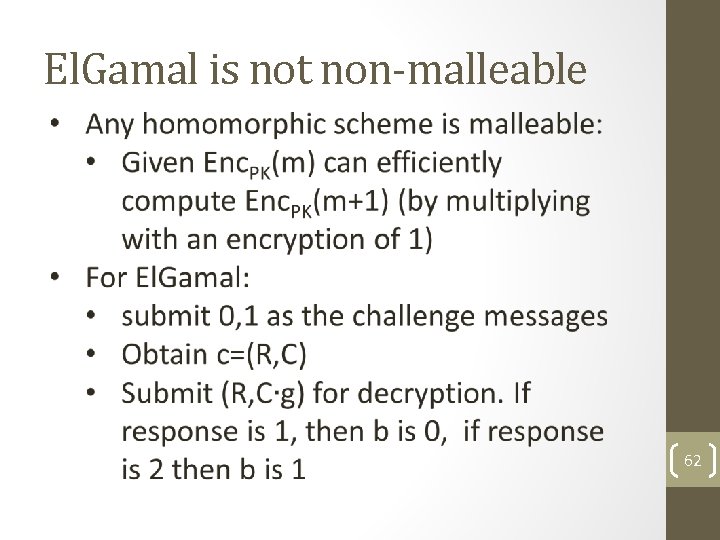 El. Gamal is not non-malleable 62 