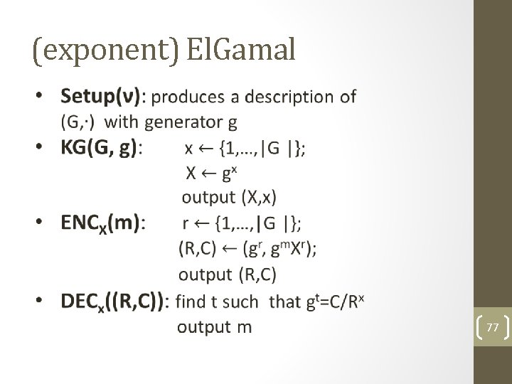 (exponent) El. Gamal 77 