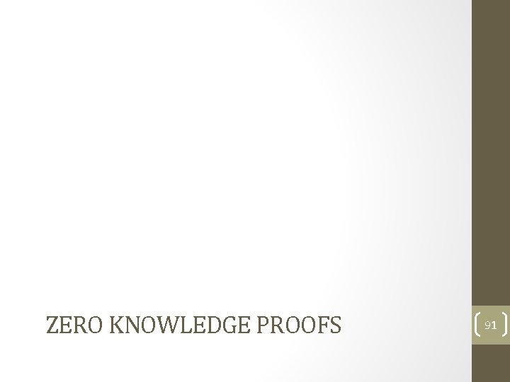 ZERO KNOWLEDGE PROOFS 91 