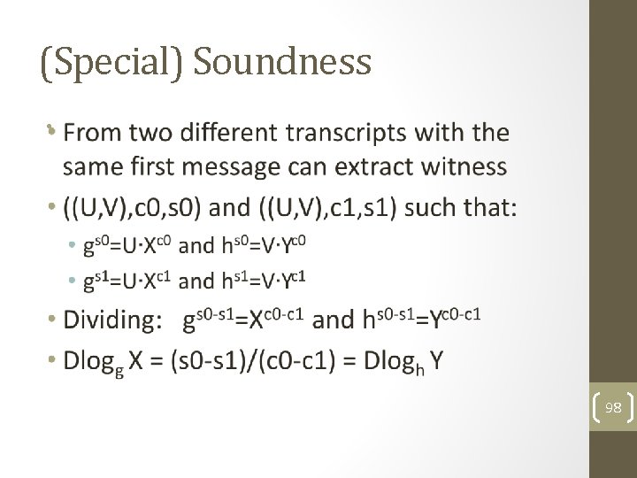 (Special) Soundness • 98 
