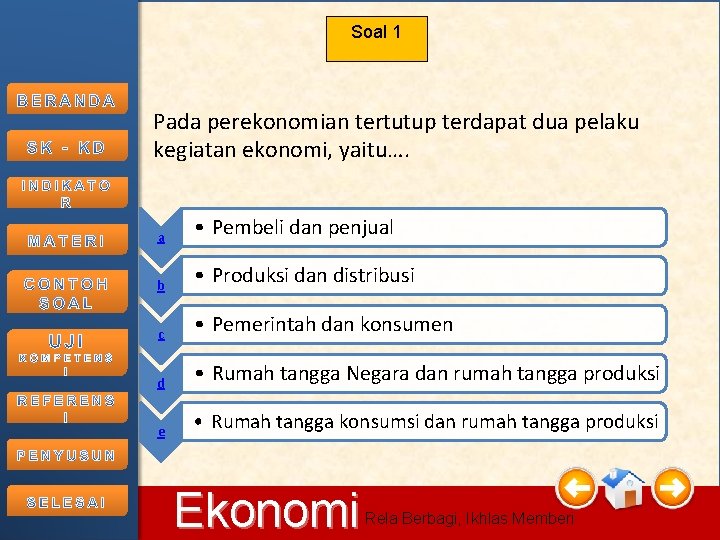 Soal 1 Pada perekonomian tertutup terdapat dua pelaku kegiatan ekonomi, yaitu…. 11/2/2020 a • Soal 1 Pada perekonomian tertutup terdapat dua pelaku kegiatan ekonomi, yaitu…. 11/2/2020 a •