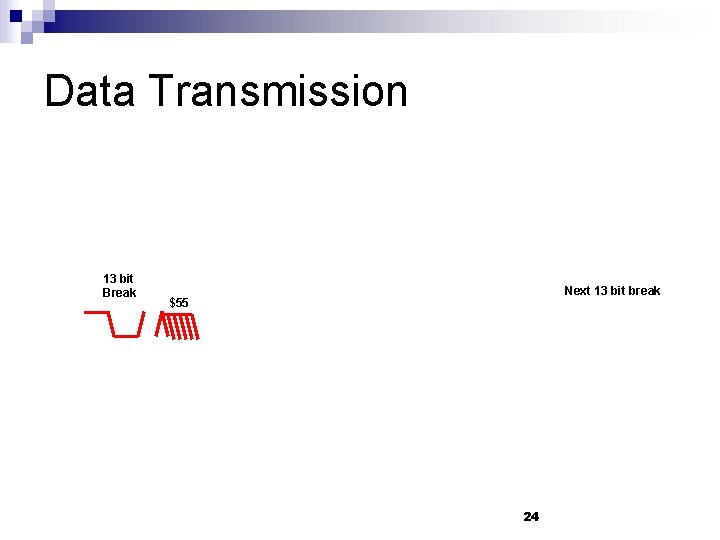 Data Transmission 13 bit Break Next 13 bit break $55 24 