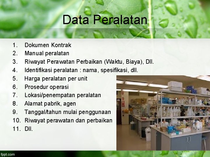 Data Peralatan 1. 2. 3. 4. 5. 6. 7. 8. 9. 10. 11. Dokumen