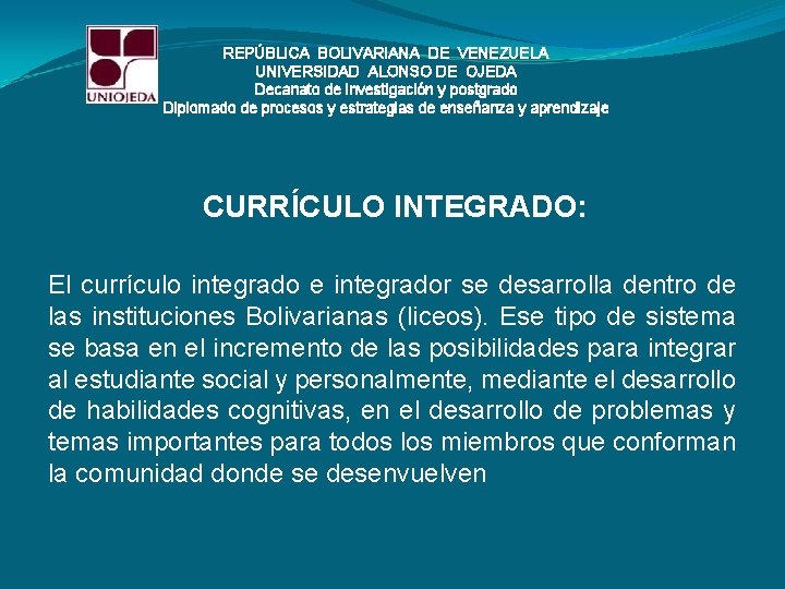REPBLICA BOLIVARIANA DE VENEZUELA UNIVERSIDAD ALONSO DE OJEDA