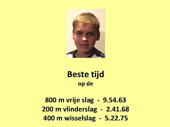 Beste tijd op de 800 m vrije slag - 9. 54. 63 200 m