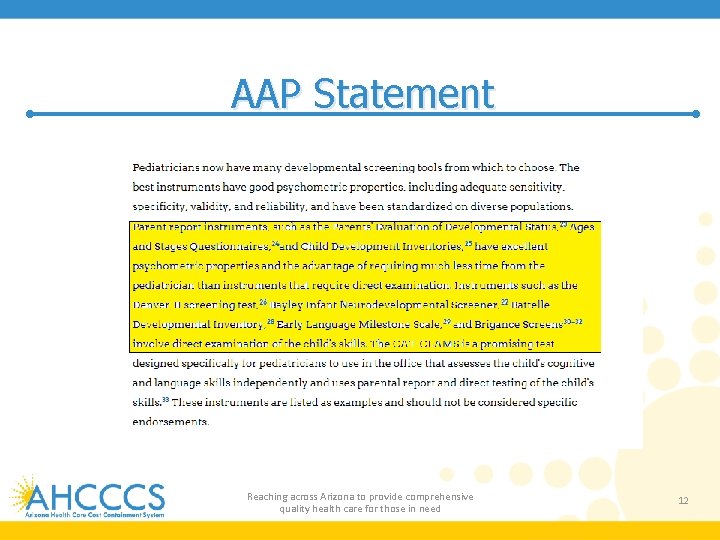 AAP Statement Reaching across Arizona to provide comprehensive quality health care for those in