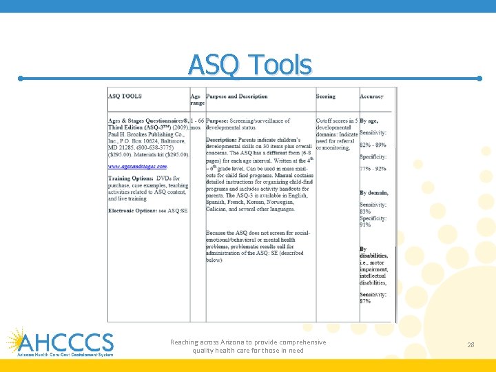 ASQ Tools Reaching across Arizona to provide comprehensive quality health care for those in