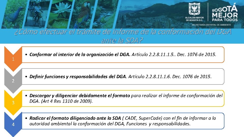 ¿Cómo efectuar el trámite de Informe de la conformación del DGA ante la SDA?