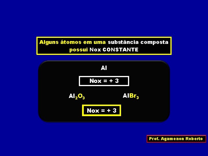 Alguns átomos em uma substância composta possui Nox CONSTANTE Al Nox = + 3