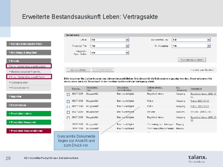 Erweiterte Bestandsauskunft Leben: Vertragsakte Gescannte Dokumente liegen zur Ansicht und zum Druck vor. 29