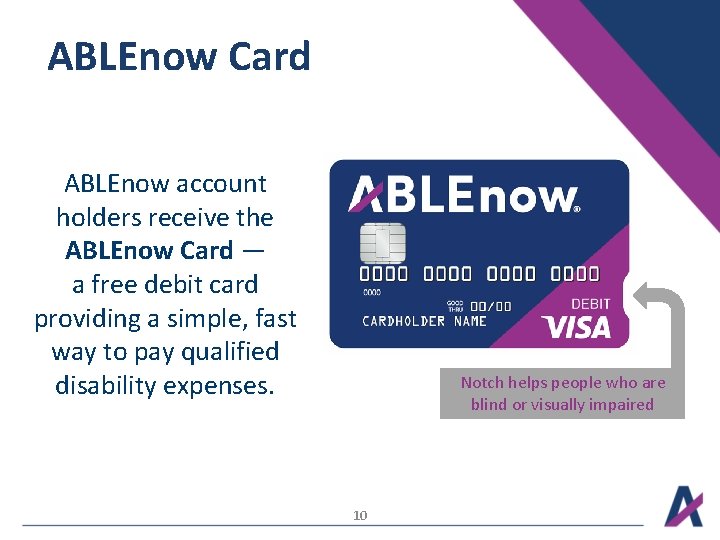 ABLEnow Card ABLEnow account holders receive the ABLEnow Card — a free debit card