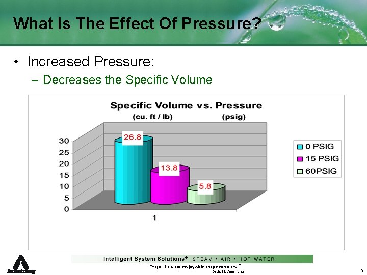 What Is The Effect Of Pressure? • Increased Pressure: – Decreases the Specific Volume