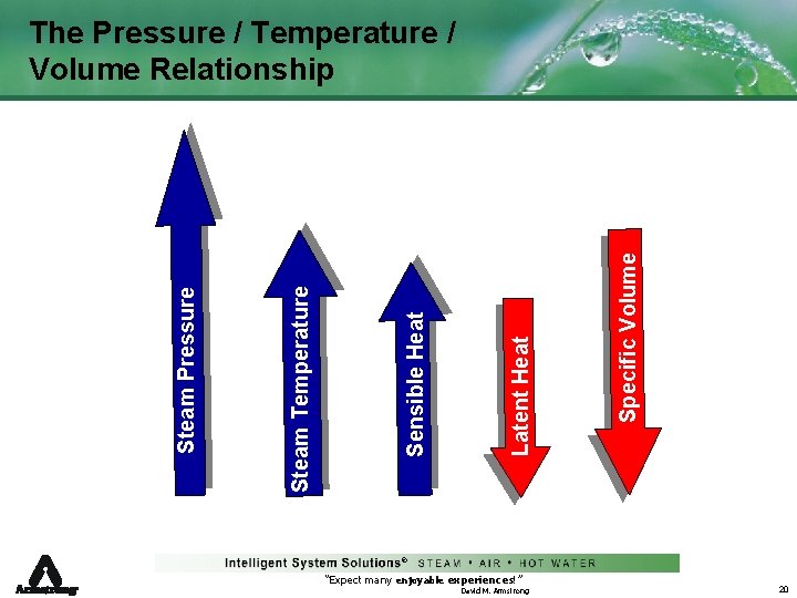 Specific Volume Latent Heat Sensible Heat Steam Temperature Steam Pressure The Pressure / Temperature