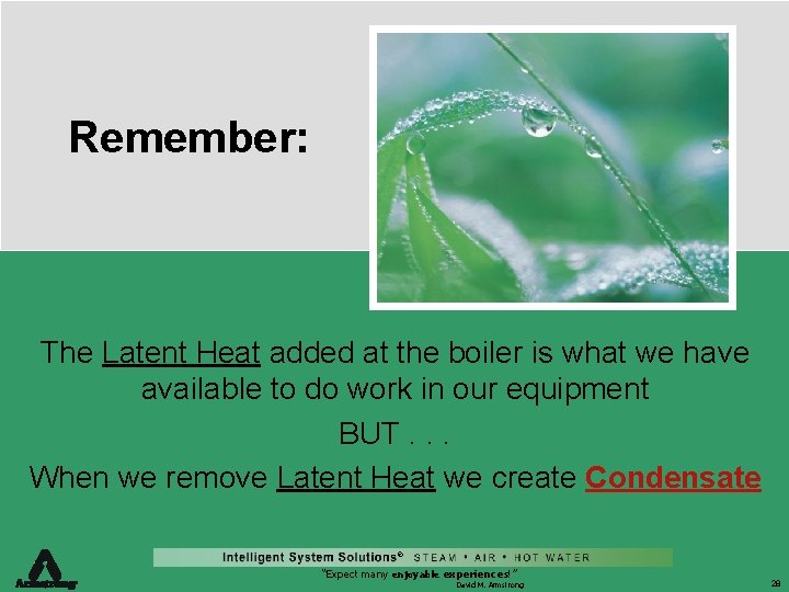 Remember: The Latent Heat added at the boiler is what we have available to