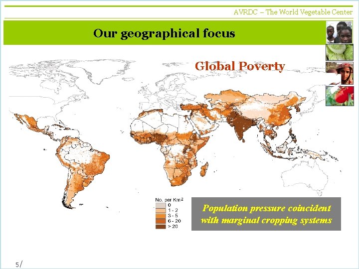 AVRDC – The World Vegetable Center vegetables + development Our geographical focus Global Poverty