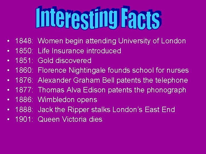  • • • 1848: 1850: 1851: 1860: 1876: 1877: 1886: 1888: 1901: Women