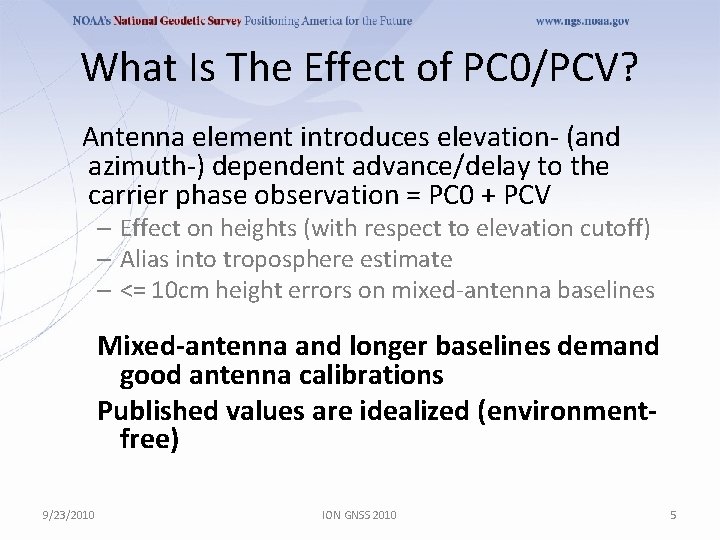 What Is The Effect of PC 0/PCV? Antenna element introduces elevation- (and azimuth-) dependent