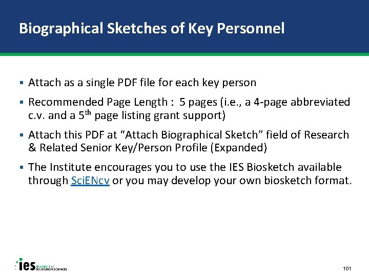 Biographical Sketches of Key Personnel § Attach as a single PDF file for each