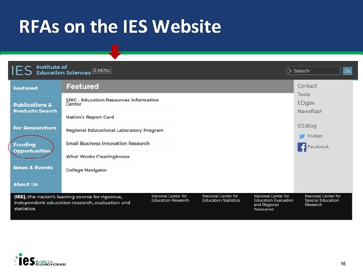 RFAs on the IES Website 16 