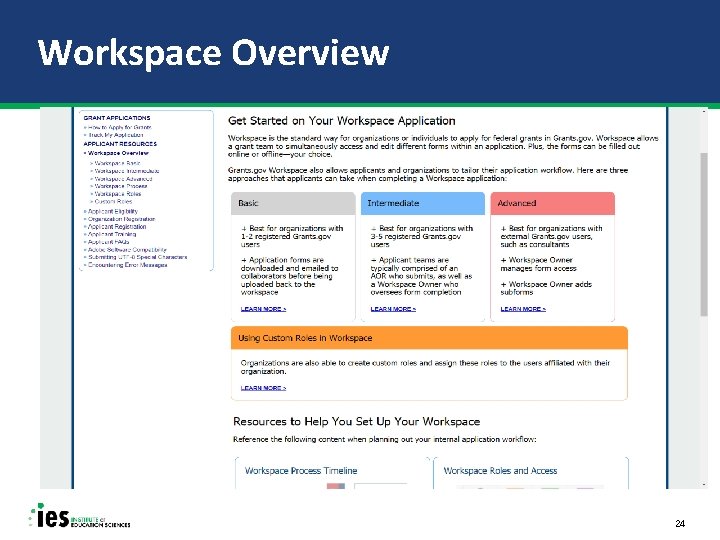 Workspace Overview 24 