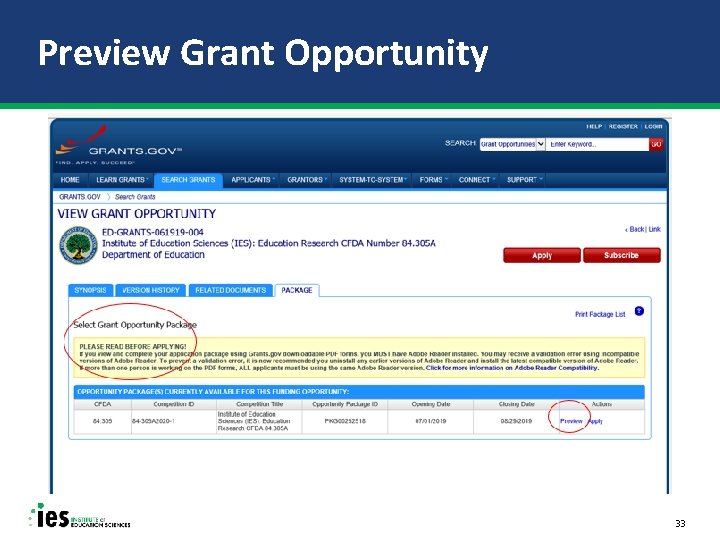 Preview Grant Opportunity 33 