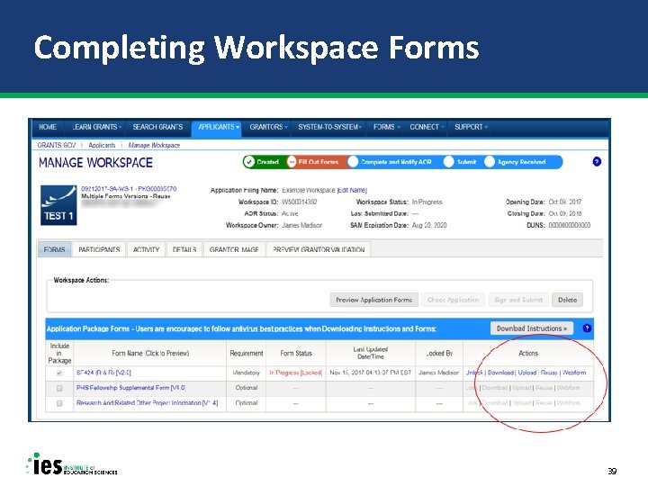 Completing Workspace Forms 39 