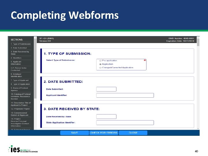 Completing Webforms 40 