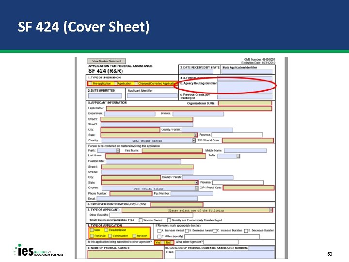 SF 424 (Cover Sheet) 68 