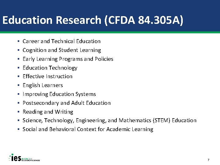 Education Research (CFDA 84. 305 A) § Career and Technical Education § Cognition and