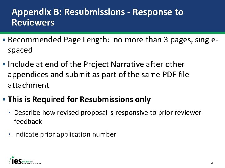 Appendix B: Resubmissions - Response to Reviewers § Recommended Page Length: no more than