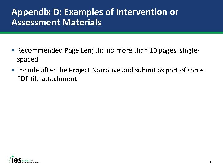 Appendix D: Examples of Intervention or Assessment Materials Recommended Page Length: no more than