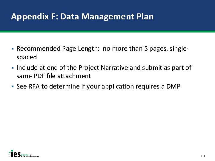 Appendix F: Data Management Plan Recommended Page Length: no more than 5 pages, singlespaced