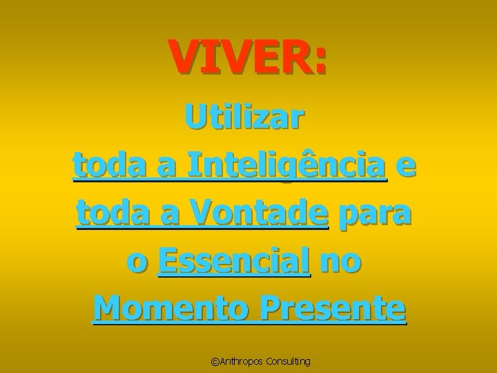 VIVER: Utilizar toda a Inteligência e toda a Vontade para o Essencial no Momento