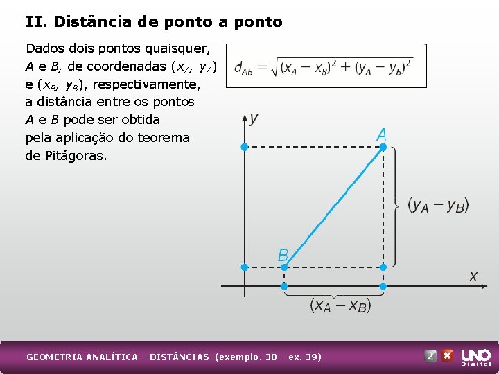 II. Distância de ponto a ponto Dados dois pontos quaisquer, A e B, de