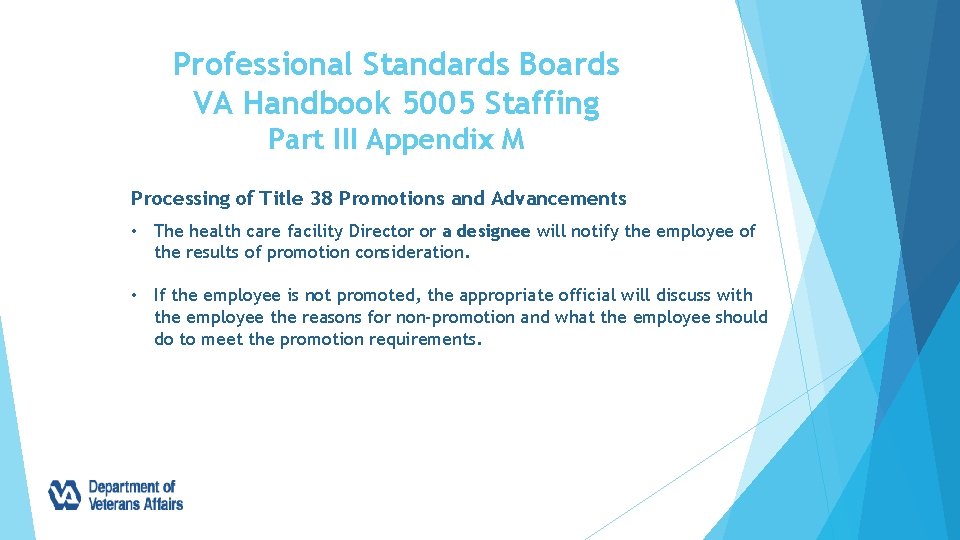 Professional Standards Boards VA Handbook 5005 Staffing Part III Appendix M Processing of Title