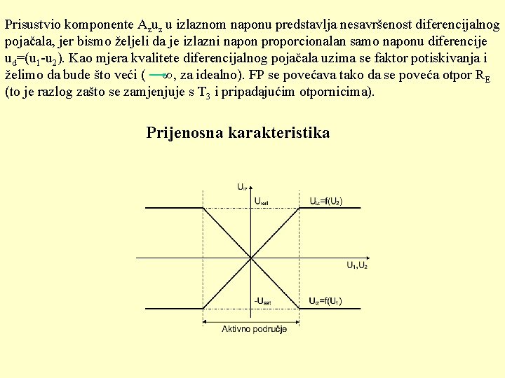 Prisustvio komponente Azuz u izlaznom naponu predstavlja nesavršenost diferencijalnog pojačala, jer bismo željeli da