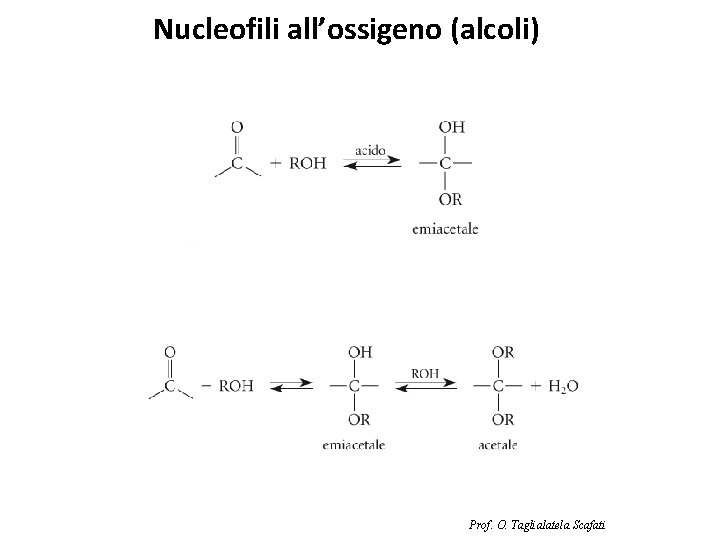 Nucleofili all’ossigeno (alcoli) Prof. O. Taglialatela Scafati 