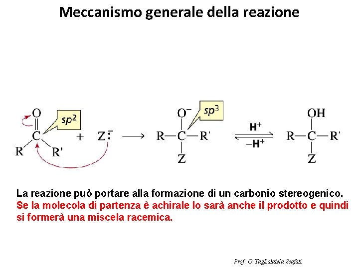 Meccanismo generale della reazione La reazione può portare alla formazione di un carbonio stereogenico.