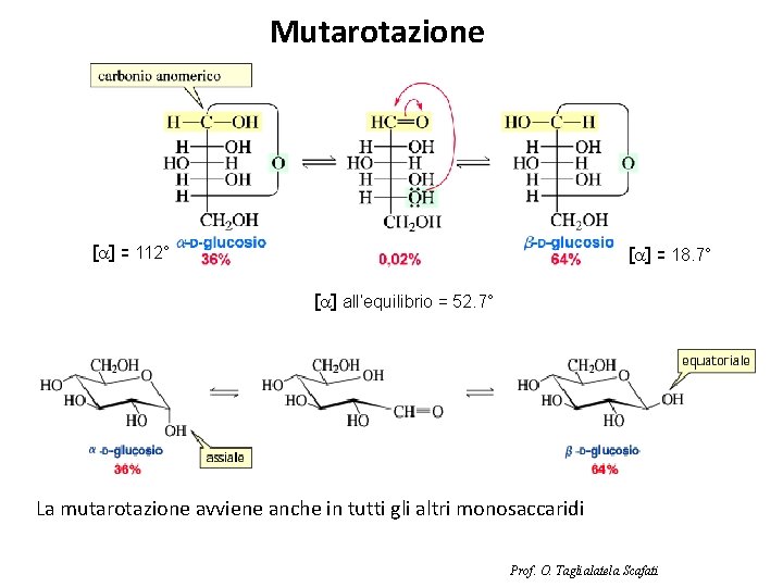 Mutarotazione [a] = 112° [a] = 18. 7° [a] all’equilibrio = 52. 7° La