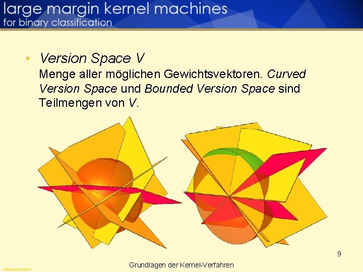 ▪ Version Space V Menge aller möglichen Gewichtsvektoren. Curved Version Space und Bounded Version