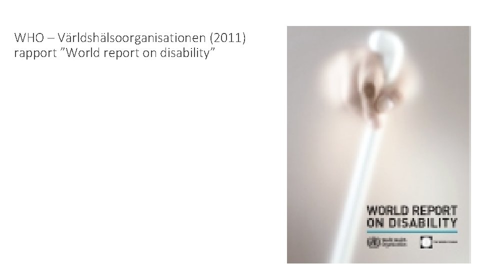 WHO – Världshälsoorganisationen (2011) rapport ”World report on disability” 