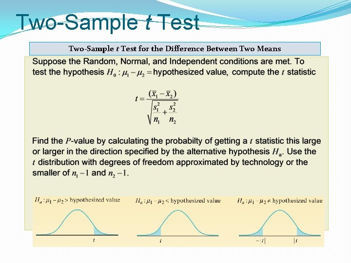 Two-Sample t Test for the Difference Between Two Means 12 