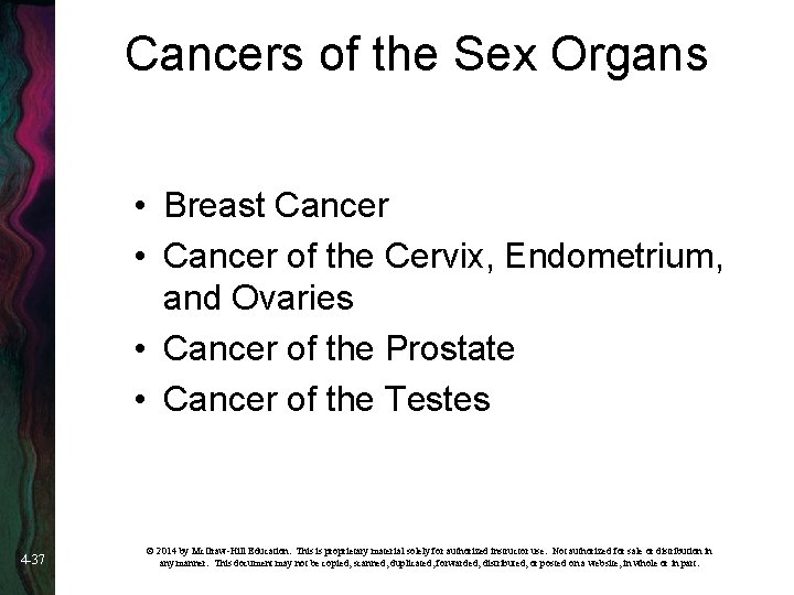 Cancers of the Sex Organs • Breast Cancer • Cancer of the Cervix, Endometrium,
