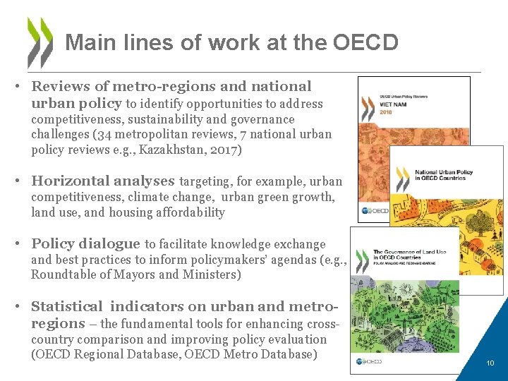 Main lines of work at the OECD • Reviews of metro-regions and national urban