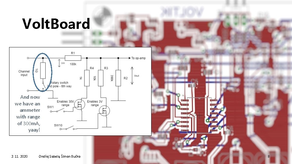 Volt. Board And now we have an ammeter with range of 300 m. A,