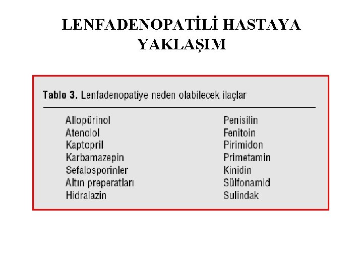 LENFADENOPATİLİ HASTAYA YAKLAŞIM 