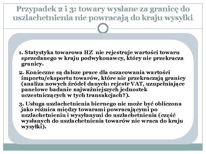 Przypadek 2 i 3: towary wysłane za granicę do uszlachetnienia nie powracają do kraju