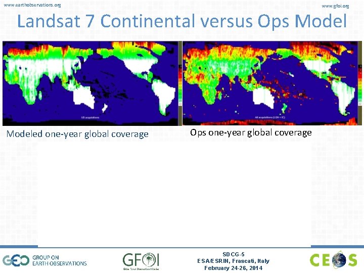 www. earthobservations. org www. gfoi. org Landsat 7 Continental versus Ops Modeled one-year global