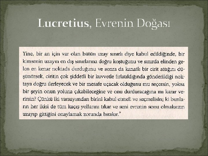 Lucretius, Evrenin Doğası 