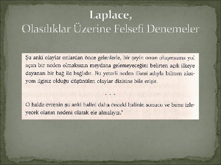 Laplace, Olasılıklar Üzerine Felsefi Denemeler 